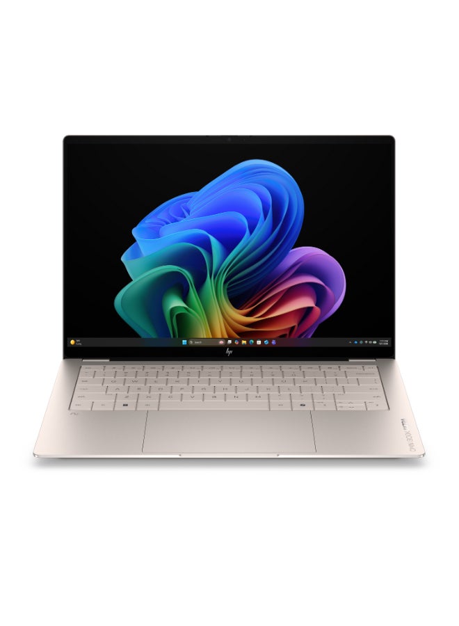 OmniBook Ultra Next Gen AI 14t-kd000 Laptop With 14 Inch 3K (2880x1800) OLED Display, Intel Core Ultra 7 356H Processor/32GB RAM DDR5/1TB SSD/Windows 11 Pro+Life Time Office 2024 English/Arabic Silk Sand