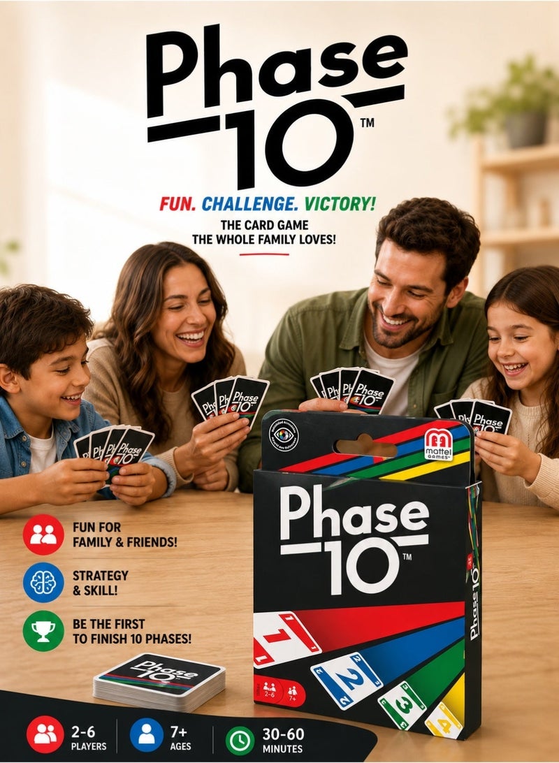 ماتيل جيمز لعبة "Phase 10" (فيز 10): لعبة بطاقات من فئة ألعاب "الرومي" (Rummy)، ومناسبة لتجمعات الأصدقاء والعائلة. - Image 2