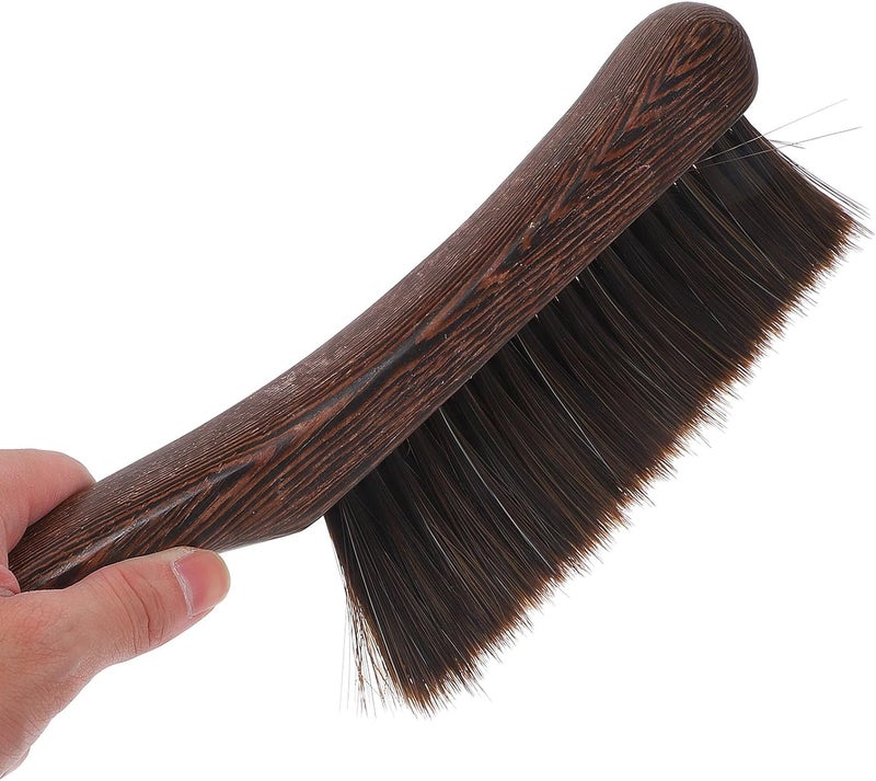 LABRIMP Wood Handle Cleaning Brush Set, 2pcs Hand Whisk Broom with Curved and Straight Handles, Thick Bristle Upholstery and Bed Dust Brush for Sofa, Keyboard, Furniture Cleaning - Image 4
