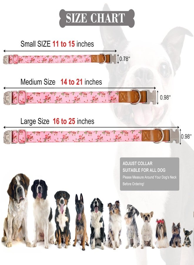 WHIPPY Floral Dog Collar with Quickly Release Metal Buckle Adjustable Cute Pink Rose Collars for Large Medium Small Breeds - Image 3