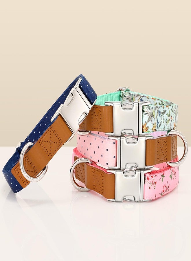 WHIPPY Floral Dog Collar with Quickly Release Metal Buckle Adjustable Cute Pink Rose Collars for Large Medium Small Breeds - Image 4