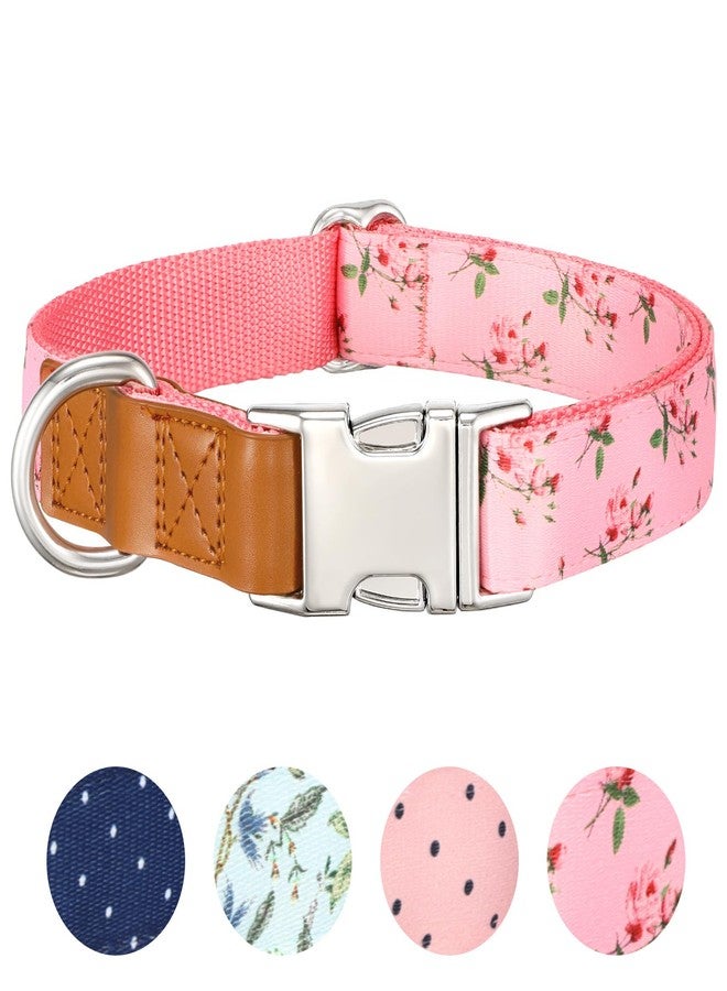 WHIPPY Floral Dog Collar with Quickly Release Metal Buckle Adjustable Cute Pink Rose Collars for Large Medium Small Breeds - Image 5