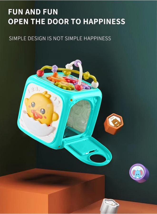 Busy Board Toy Multifunctional Activity Cube Baby toys, shape sorting box activity cube, Intelligence Educational Game Perfect Shapes Sorter Soft Cube Toy - Image 5