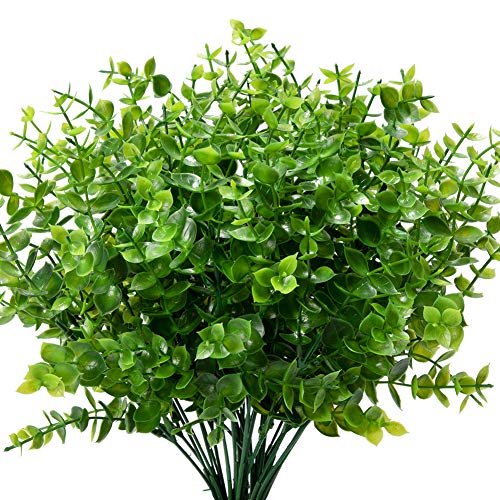 KLEMOO 24 Bundles Outdoor Artificial Boxwood Stems UV Resistant No Fade Greenery Plants for Garden Patio Porch Window Box Home Wedding Farmhouse Décor - Image 1