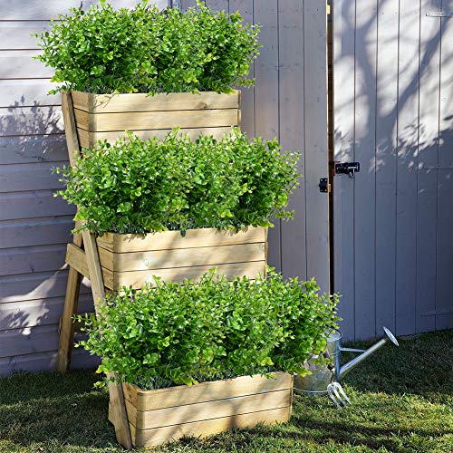 KLEMOO 24 Bundles Outdoor Artificial Boxwood Stems UV Resistant No Fade Greenery Plants for Garden Patio Porch Window Box Home Wedding Farmhouse Décor - Image 3