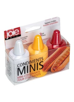 3-Piece Mini Squeeze BPA-Free Condiment Bottles with Nozzle Caps Assorted Color 3.54 x 1.58 x 1.58 Inch 34817