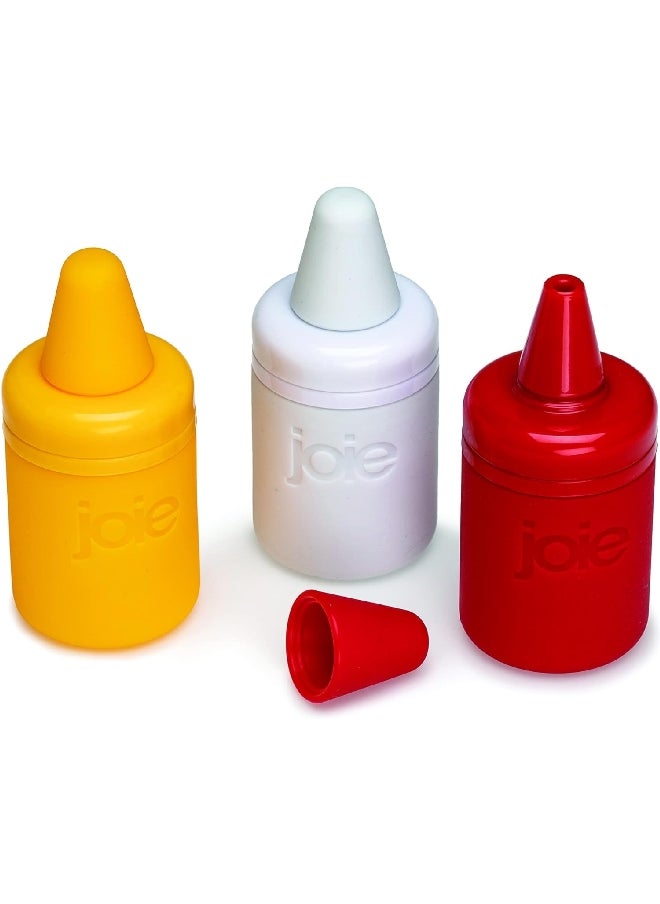 joie - 3-Piece Mini Squeeze BPA-Free Condiment Bottles with Nozzle Caps Assorted Color 3.54 x 1.58 x 1.58 Inch 34817 - Image 1