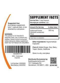 BULKSUPPLEMENTS.COM Goldenseal Capsules Herbal Supplement Sourced From Golden Seal Root 1 Goldenseal Root Capsules Per Serving Vegan  Gluten Free 120 Veg Capsules  - Image 3