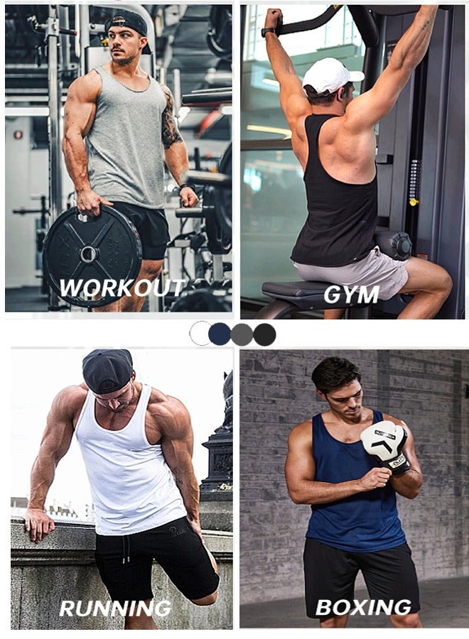 دايس فانلات داخلية للرجال عرض من 4 قطع على شكل حرف Y بدون أكمام للياقة البدنية وكمال الأجسام - Image 3