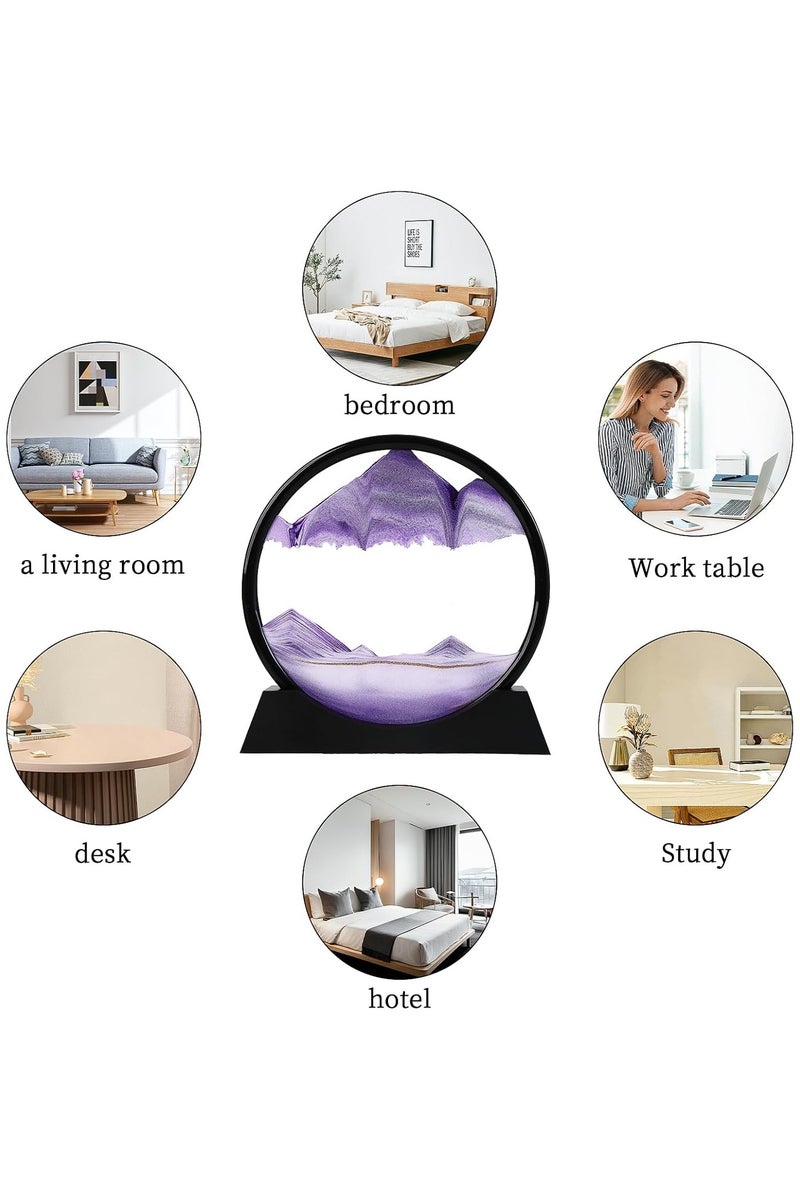 إطار دائري سندوق كهربائي ثلاثي الأبعاد بحجم 7 بوصات لرسوم الرمال المتحركة | عرض مناظر بحرية عميقة متحركة لترتيب المكتب والمنزل والمكتبة الاسترخاء - Image 3