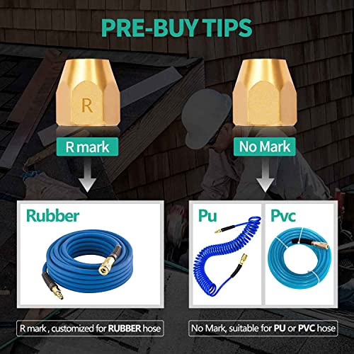 Pronese 2pcs Premium Solid Brass Pneumatics Reusable PU Hose-End Repair Fitting, 3/8" Barb For 3/8-Inch ID Polyurethane Air Hose With 1/4" NPT - Image 2