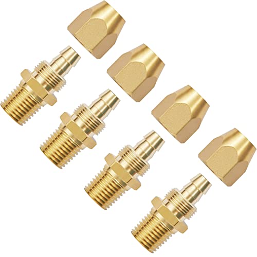 Pronese 2pcs Premium Solid Brass Pneumatics Reusable PU Hose-End Repair Fitting, 3/8" Barb For 3/8-Inch ID Polyurethane Air Hose With 1/4" NPT - Image 1