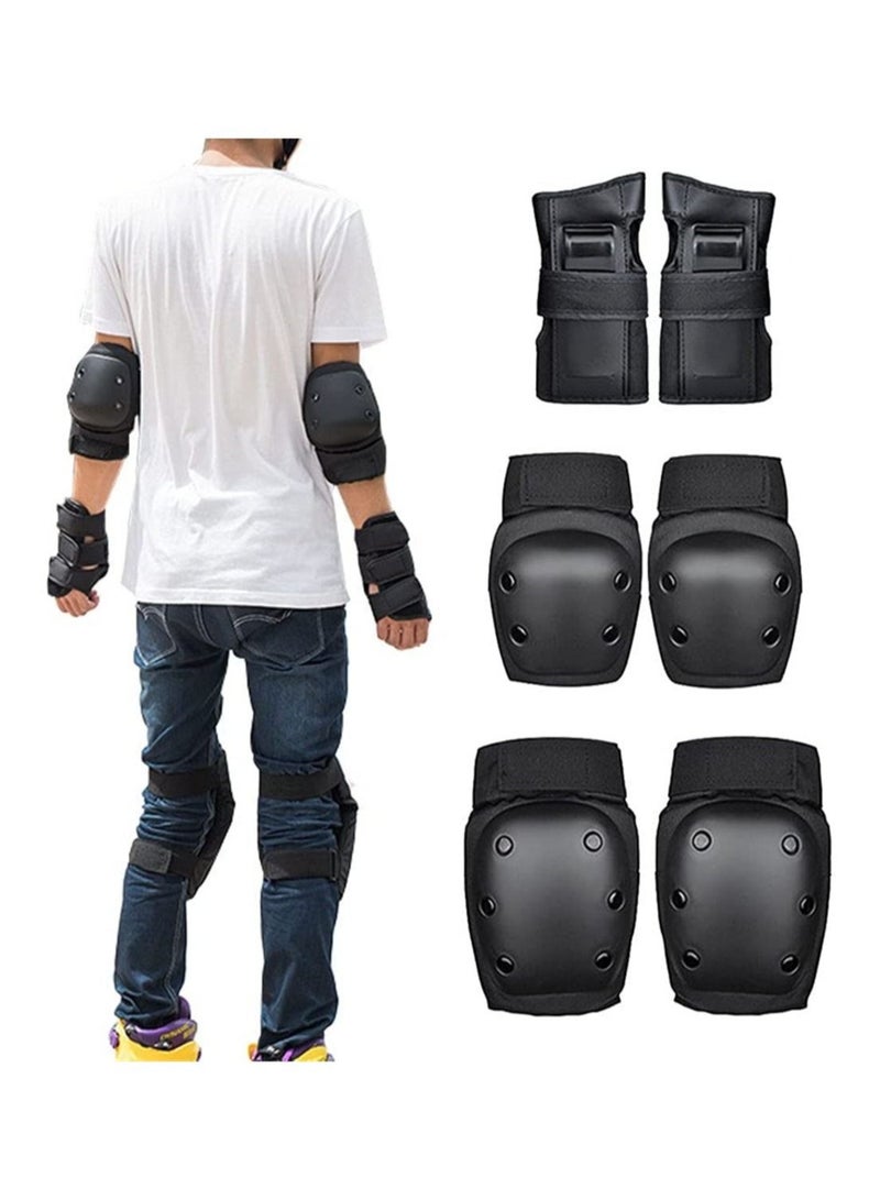 Captaintech 6 Pcs Knee Pads Knee Pads Wrist Pads 3 in 1 for Skateboard Roller Skate Snowboard Bike Ride Size M - Image 1