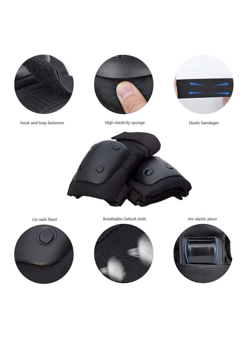 Captaintech 6 Pcs Knee Pads Knee Pads Wrist Pads 3 in 1 for Skateboard Roller Skate Snowboard Bike Ride Size M - Image 2
