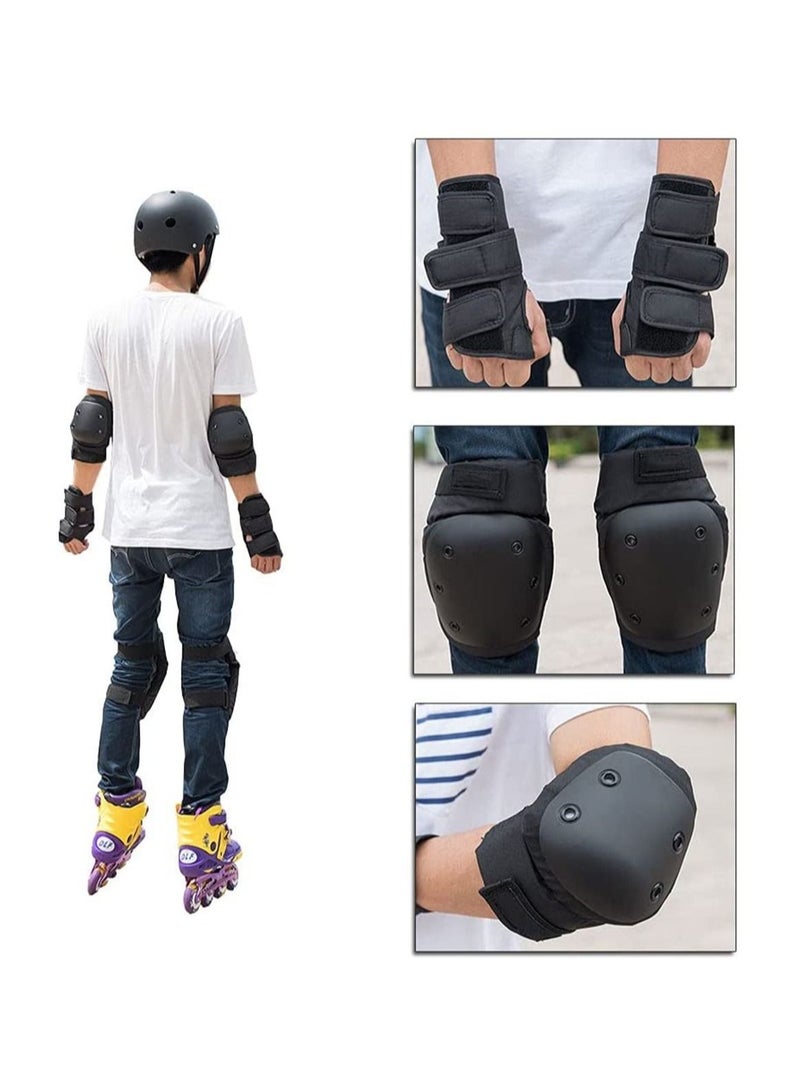 Captaintech 6 Pcs Knee Pads Knee Pads Wrist Pads 3 in 1 for Skateboard Roller Skate Snowboard Bike Ride Size M - Image 3