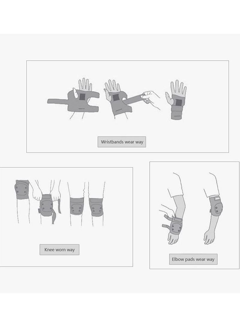 Captaintech 6 Pcs Knee Pads Knee Pads Wrist Pads 3 in 1 for Skateboard Roller Skate Snowboard Bike Ride Size M - Image 5