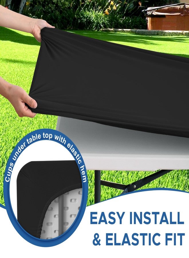 Enjoyidea مفرش طاولة Enjoyidea مُلائم للطاولات المستطيلة بطول 6 أقدام - عبوة من 6 قطع - أسود - مطاطي - غطاء طاولة خارجي للنزهات - مفارش طاولة قابلة للطي من الإسباندكس - 6 أقدام - مناسب للتخييم، غرفة الطعام، الفناء، المطبخ، حفلات الولائم - Image 5