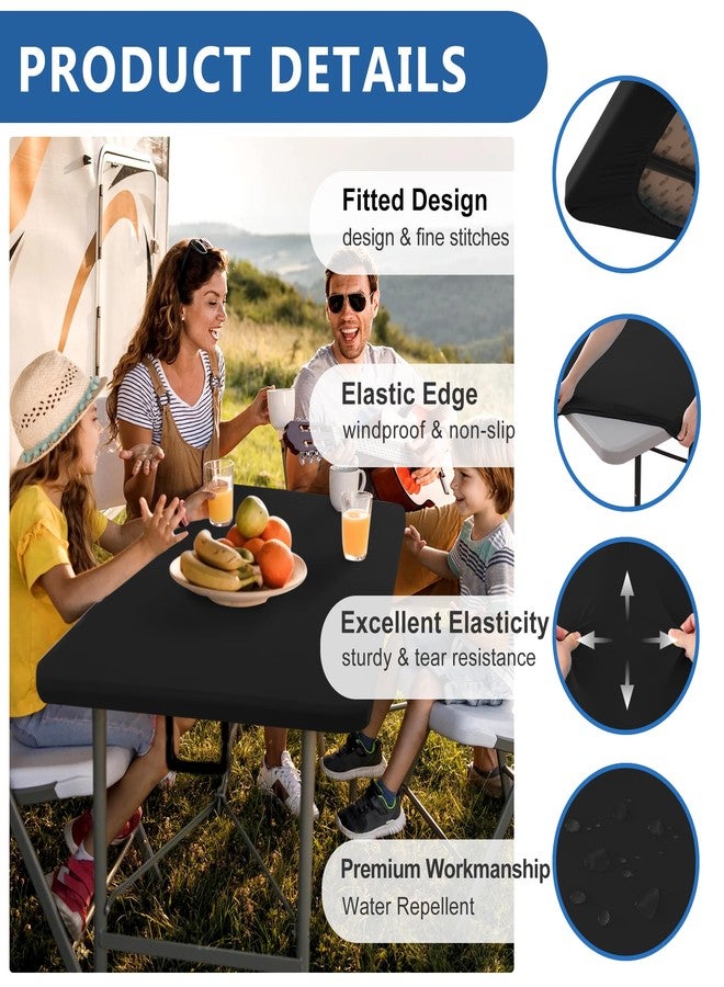 Enjoyidea مفرش طاولة Enjoyidea مُلائم للطاولات المستطيلة بطول 6 أقدام - عبوة من 6 قطع - أسود - مطاطي - غطاء طاولة خارجي للنزهات - مفارش طاولة قابلة للطي من الإسباندكس - 6 أقدام - مناسب للتخييم، غرفة الطعام، الفناء، المطبخ، حفلات الولائم - Image 2
