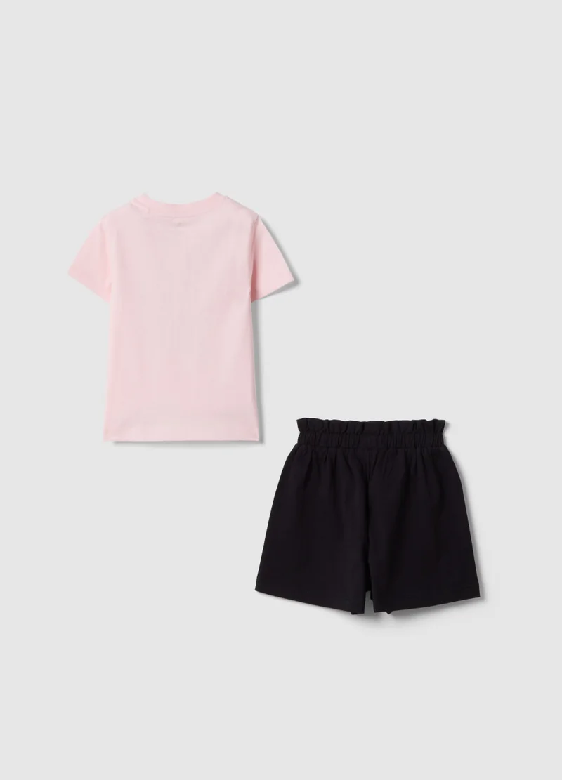 او في اس OVS Girl'S Multicolour Pure Cotton T-Shirt And Shorts Set, Regular Fit