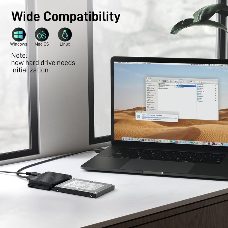 FIDECO SATA/IDE to USB 3.0 Adapter, Hard Drive Adapter Cable Converter for Universal 2.5/3.5 Inch IDE HDD, 2.5 Inch SSD, 5.25-Inch DVD-ROM/CD-ROM/CD-RW/DVD-RW/DVD+R - Image 5