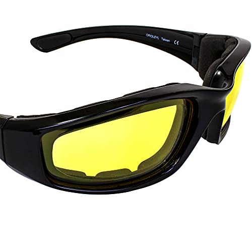 Birdz Eyewear Padded Motorcycle Sunglasses Riding Glasses Anti Fog Black Frames with Smoke Clear Yellow Light Blue Lenses - Image 5