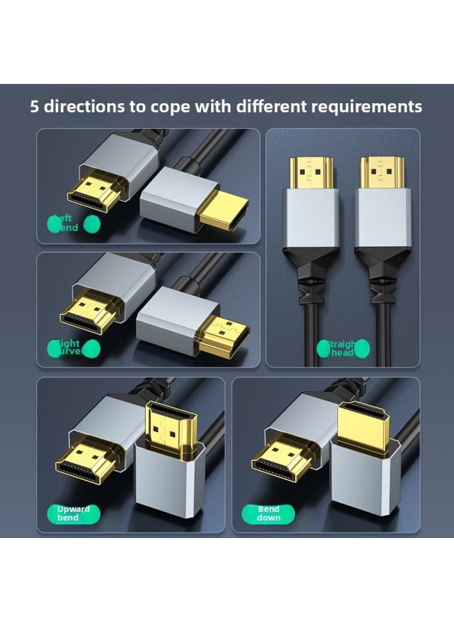 HDMI To Mini Microhdmi Elbow Cable Retractable Spring Cable 4K60HZ Audio Synchronization Hdmi Hd Line-Color:Standard H-Micro HDMI/Right (Metal 2.0 Version)-Length:2 M