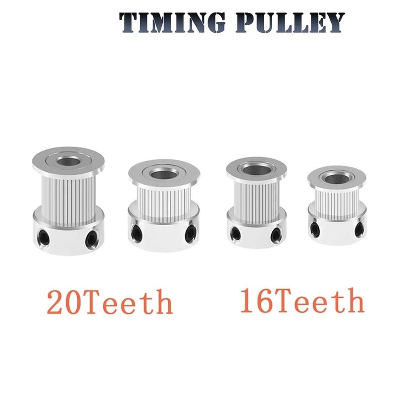 20 بكرة توقيت ألومنيوم ذات أسنان 5 مم 8 مم تجويف لحزام مفتوح 6 مم طابعة ثلاثية الأبعاد فضي 50 قطعة - Image 3