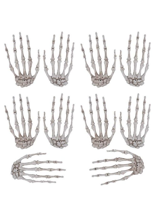 XONOR 5 أزواج من أيدي الهيكل العظمي للهالوين أيدي بشرية بلاستيكية وهمية واقعية لحفلة زومبي الهالوين أدوات مرعبة - Image 2