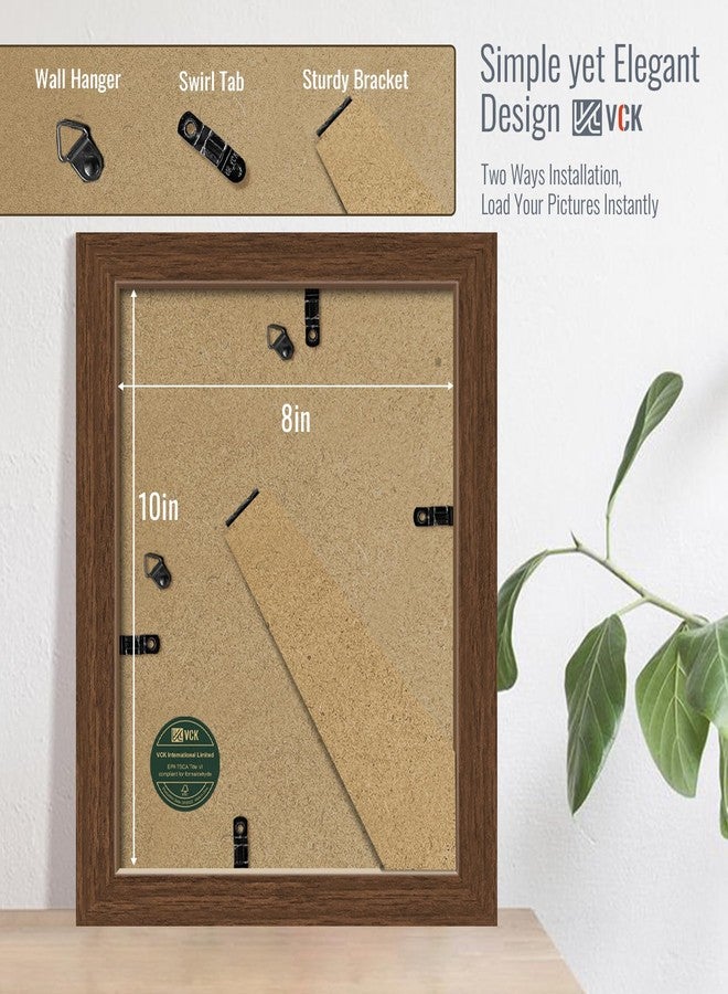 في سي كيه مجموعة إطارات صور VCK مقاس 8x10 (5 قطع) - بني، إطارات خشبية فاخرة مع زجاج مقوى، لعرض صور مقاس 5x7 مع إطار داخلي أو 8x10 بدون إطار داخلي، جودة معارض فنية، للتعليق على الحائط أو وضعها على الطاولة، بني - Image 3
