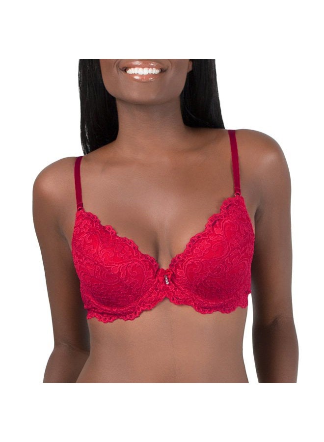 Smart & Sexy Womens Signature Lace Push-up Bra, No No Red, 34DD - Image 1