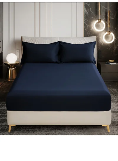 Donetella Bedding Fitted Sheet - Fits 150x200 Cm Bed For Queen Bed 3 Pcs (1 Fitted Sheet and 2 Pillowcases) - 30 Cm Deep Pocket - Solid Bed Sheet