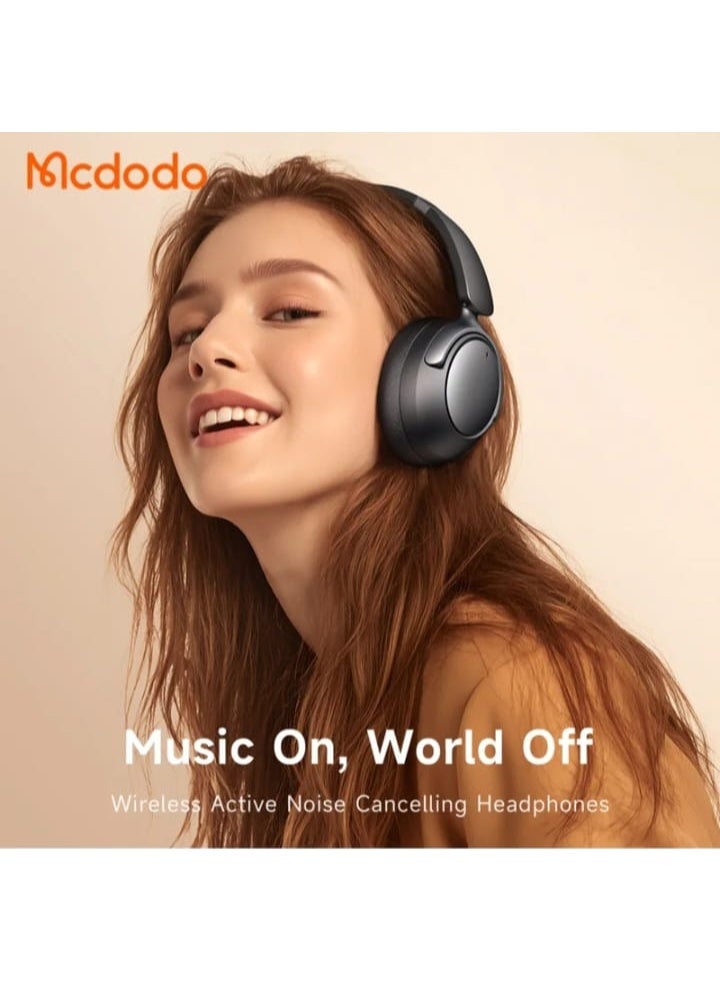 مكدودو سماعة رأس لاسلكية Mcdodo HP-140 فوق الأذن بخاصية إلغاء الضوضاء النشطة (ANC)، بلوتوث 5.3، وقت تشغيل يصل إلى 70 ساعة، مشغلات ديناميكية 40 ملم - لون أسود - Image 5