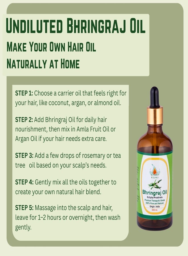 KUNJ Bhringraj Oil (Eclipta prostrata) 100ML - 100% Pure & Natural Cold Pressed Ayurvedic Hair Oil for Faster Hair Growth, Stronger Roots & Hair Fall Control | Lightweight, Non-Sticky Herbal Oil - Image 5