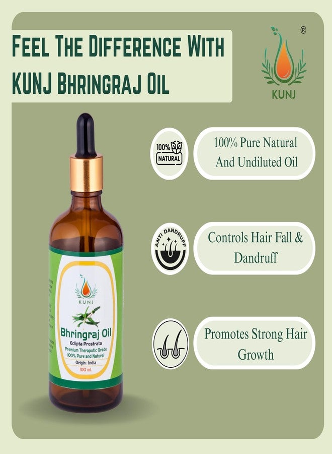 KUNJ Bhringraj Oil (Eclipta prostrata) 100ML - 100% Pure & Natural Cold Pressed Ayurvedic Hair Oil for Faster Hair Growth, Stronger Roots & Hair Fall Control | Lightweight, Non-Sticky Herbal Oil - Image 2