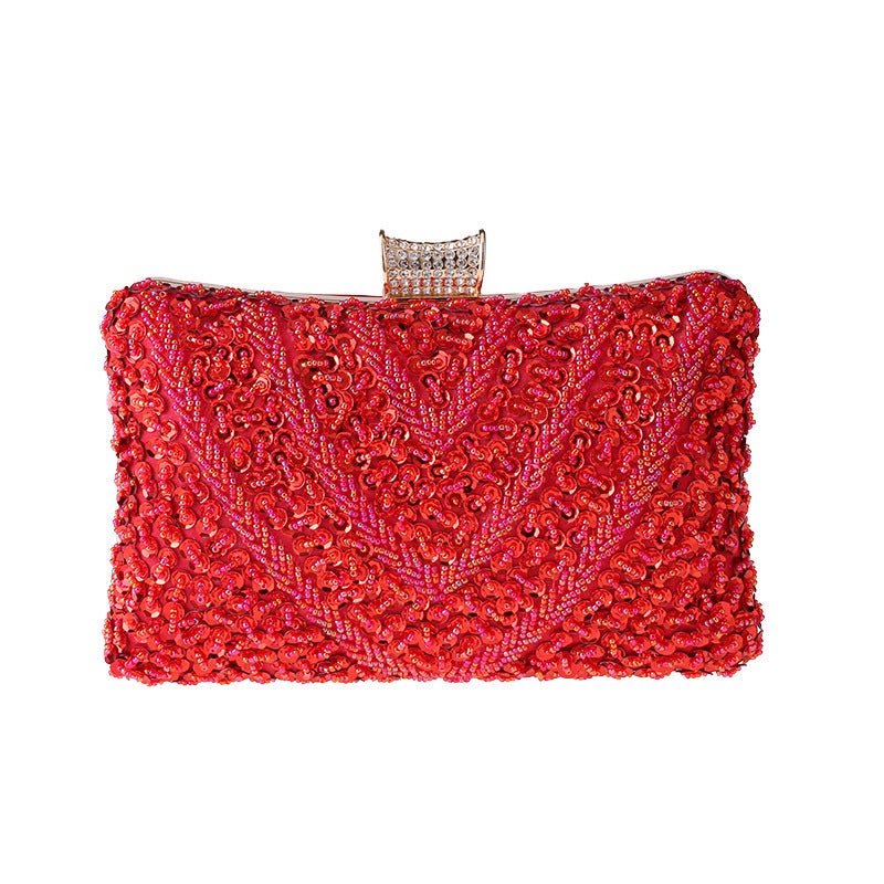 New Dinner Bag Hand Bag Diamond Banquet Gift Bag Hand-Made Beads Small Square Bag 6699 - Image 1