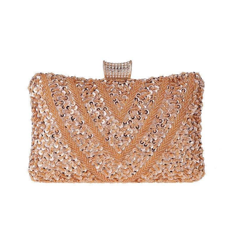 New Dinner Bag Hand Bag Diamond Banquet Gift Bag Hand-Made Beads Small Square Bag 6699 - Image 2