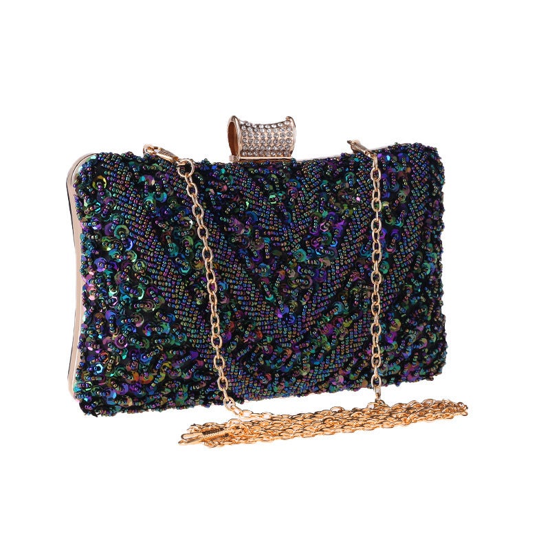 New Dinner Bag Hand Bag Diamond Banquet Gift Bag Hand-Made Beads Small Square Bag 6699 - Image 5