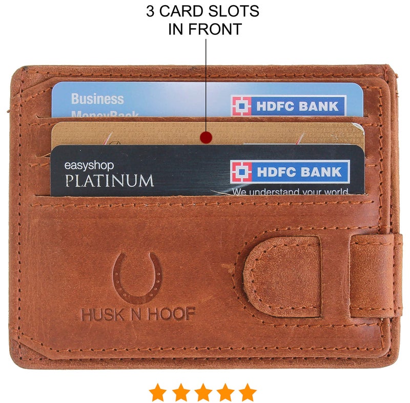Husk N Hoof RFID Protected Leather Credit Card Holder Wallet for Man Women | Card Holder for Men Woman | Hunter Brown - Image 2