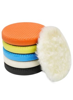 Buffing Polishing Pads, 6 Pcs 6 inches 165mm Face for 6 Inch Backing Plate Compound Buffing Sponge and Woolen Pads Cutting Polishing Pad Kit for Car Buffer Polisher, Polishing and Waxing