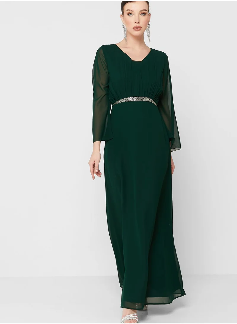 Khizana Embellished Waist A-Line Dress