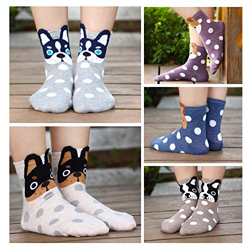 Jeasona 5 Pairs Women's Fun Socks Cute Dog Animals Funny Funky Novelty Cotton Gift (Dog and Dot),One Size - Image 5