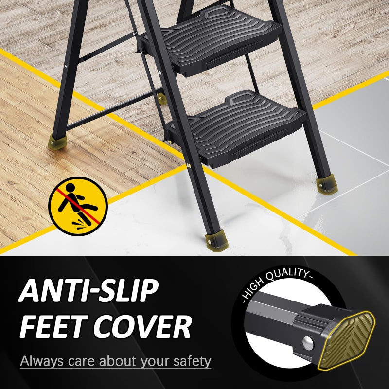 KINGRACK Step Ladder 4 Step Folding, 900lbs 4 Step Ladder with Anti-Slip Wide Pedal and Handrails, Lightwight Household Ladder, Pass 900LBS Testing, for Your Kitchen, Pantry, Closets, Office Use - Image 5
