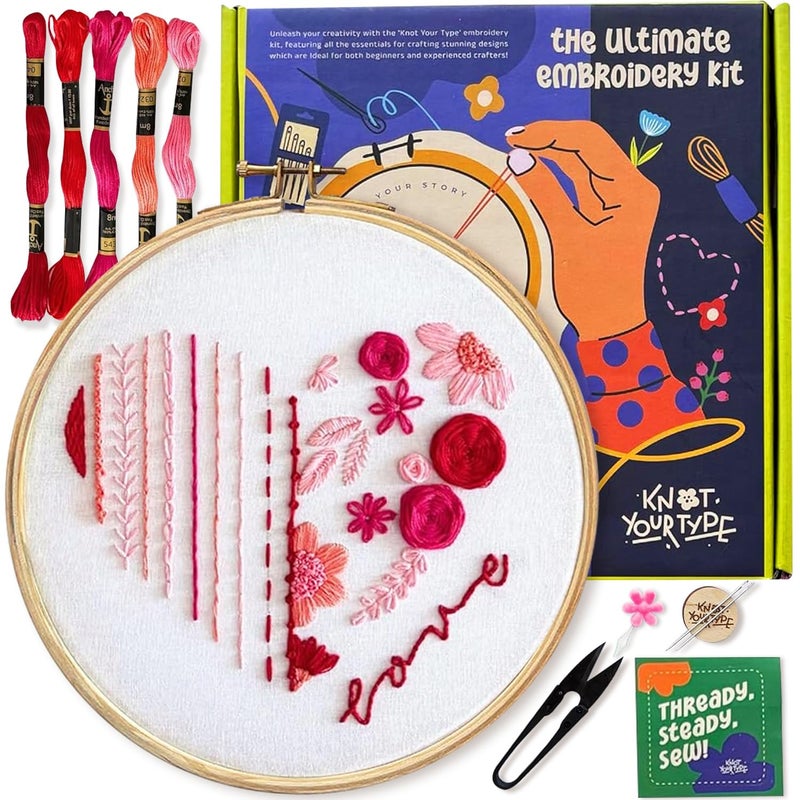 KNOT YOUR TYPE Love DIY Embroidery Kit for Beginners | Hand Embroidery with All Stitching Materials | Perfect Art & Craft Gift Set, Stitching Kit for Adults - Image 4