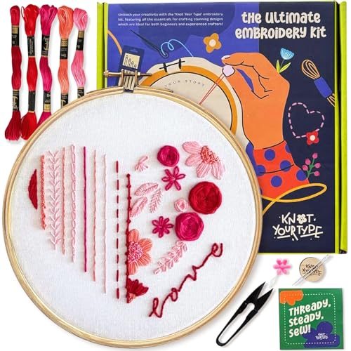 KNOT YOUR TYPE Love DIY Embroidery Kit for Beginners | Hand Embroidery with All Stitching Materials | Perfect Art & Craft Gift Set, Stitching Kit for Adults - Image 1