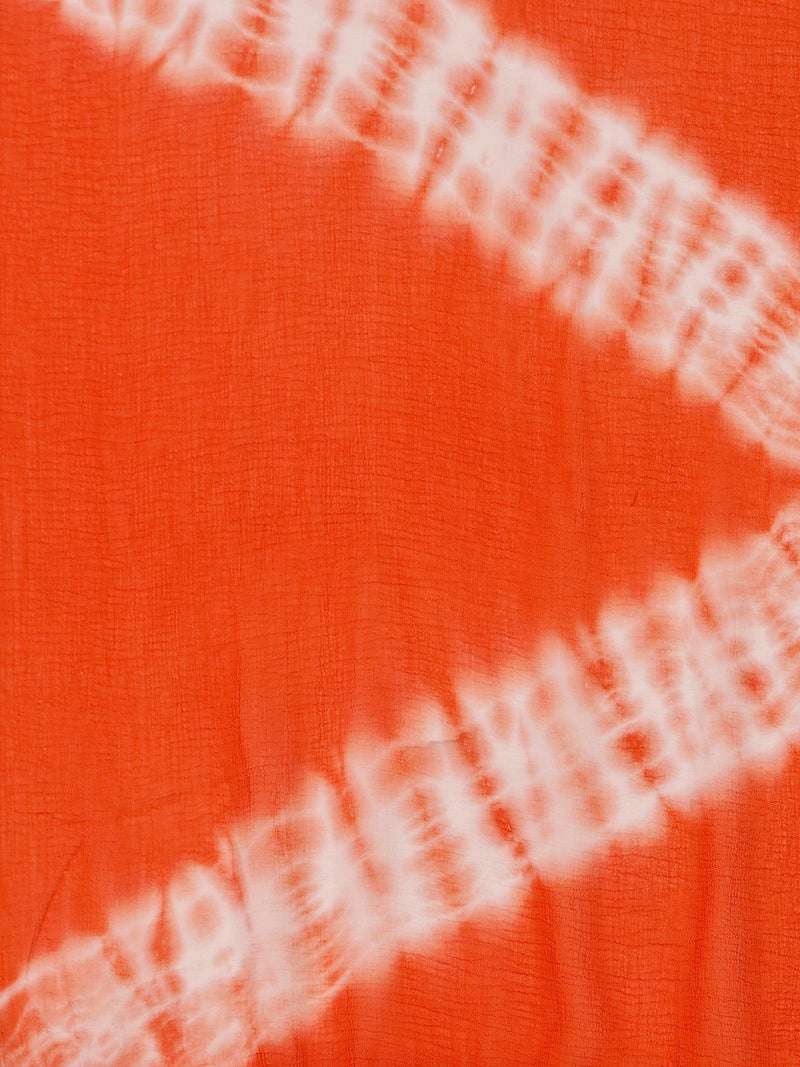 Mehrang Women's Printed Chiffon Dupatta With Lace on Border, 2.3 Meters Length, Soft Material (Orange) - Image 4