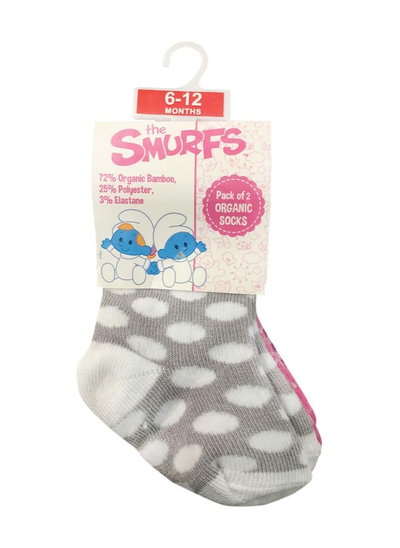 THE SMURFS Smurf Bamboo Cotton Sock - Printed (Pack Of 2) - Grey/Pink 6-12M  - Image 1