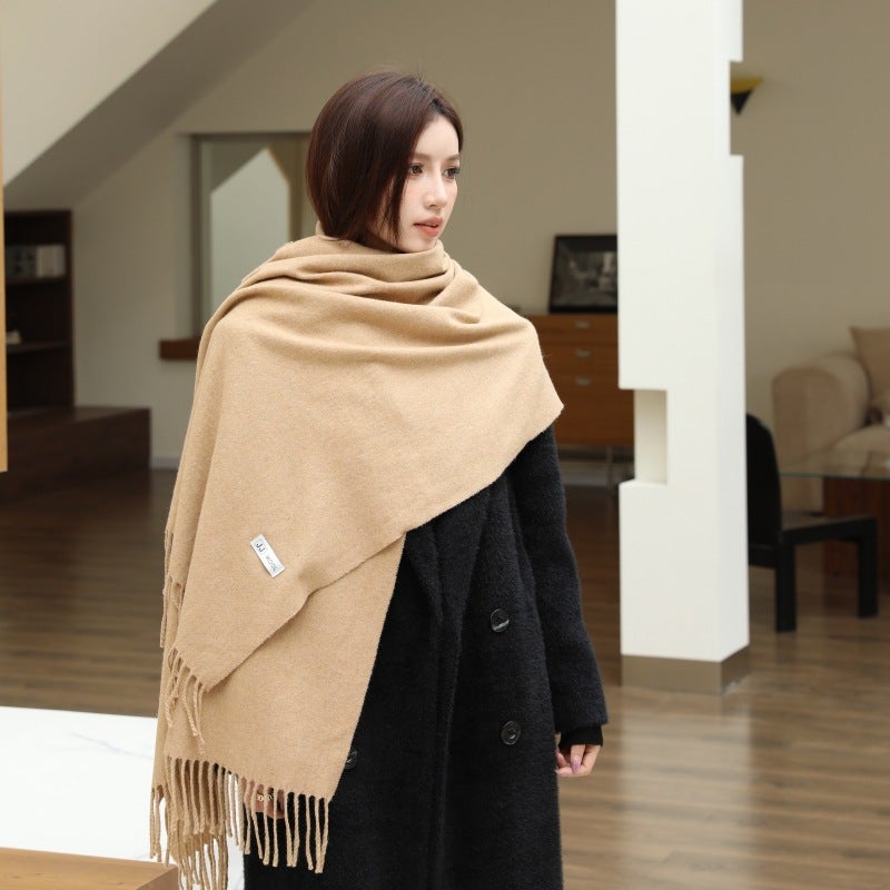Gentle Christmas Style Ins Pink Girl Tassel Scarf Women'S Winter Plaid Shawl Korean Style All-Match Thickened Scarf - Image 1