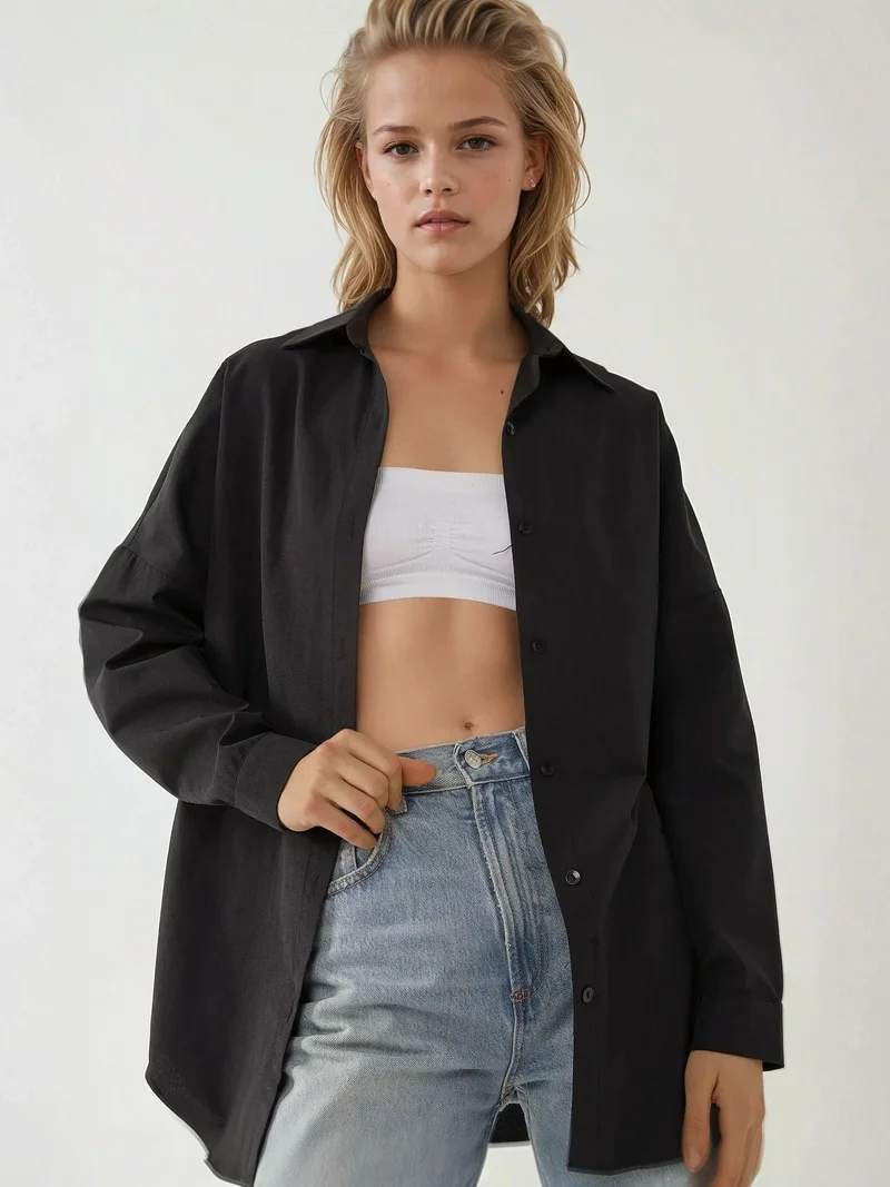 HICCUP Relaxed Fit Long Sleeve Linen Blend Shirt