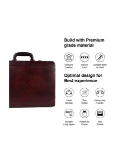 HAMMONDS FLYCATCHER HAMMONDS FLYCATCHER Genuine Leather Briefcase for Men with Expandable File Section, Laptop Briefcase Office Bag with Combination Lock and Multiple Compartments, Handbag for Men's - Brown  - Image 2