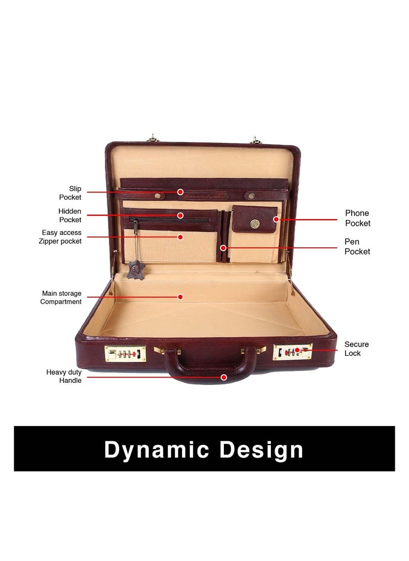 HAMMONDS FLYCATCHER - HAMMONDS FLYCATCHER Genuine Leather Briefcase for Men with Expandable File Section, Laptop Briefcase Office Bag with Combination Lock and Multiple Compartments, Handbag for Men's - Brown - Image 1